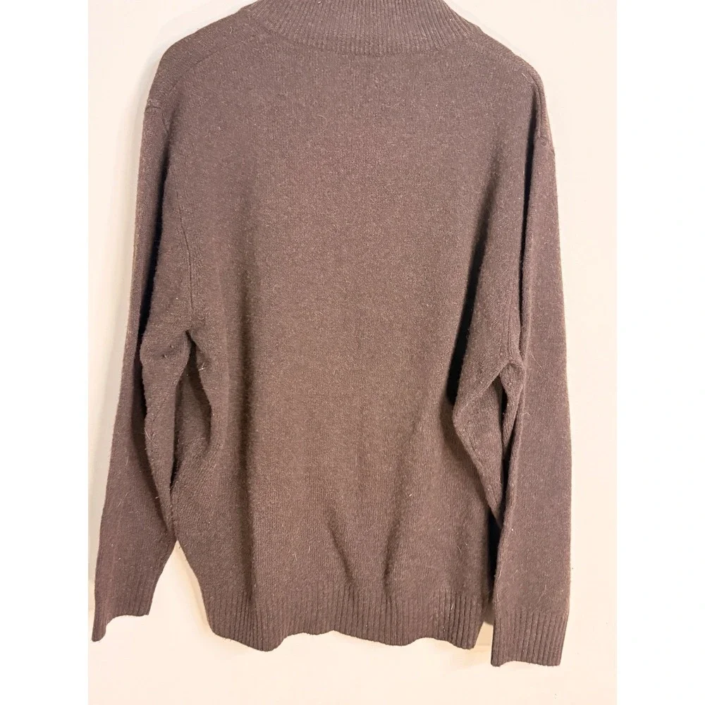 Jos A Bank Mens XL Brown Lambswool Blend Quarter Zip Mock Neck Sweater Pullover‎